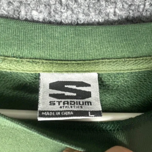 VTG Michigan State Spartans Sweatshirt Mens large Green Embrodiered Faded Y2K - Picture 3 of 13